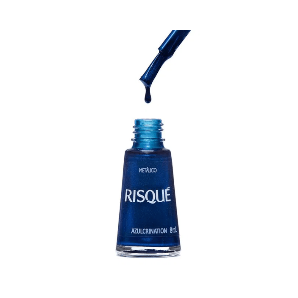 Detalhe do frasco do Esmalte Risqué AzulCrination