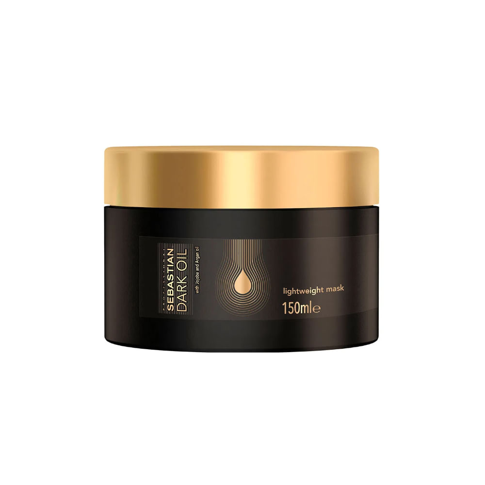 Máscara Sebastian Dark Oil 150ml embalagem preta com tampa dourada