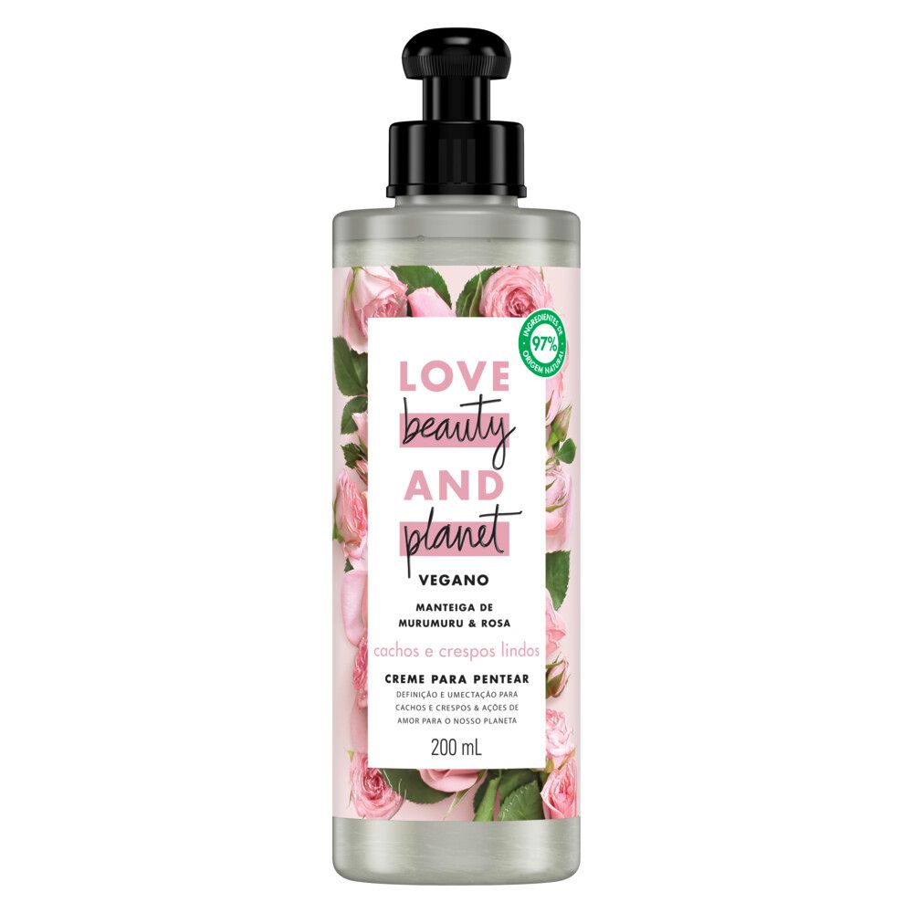 Frontal do creme Love Beauty And Planet Curls Intensify mostrando rótulo e selo vegano