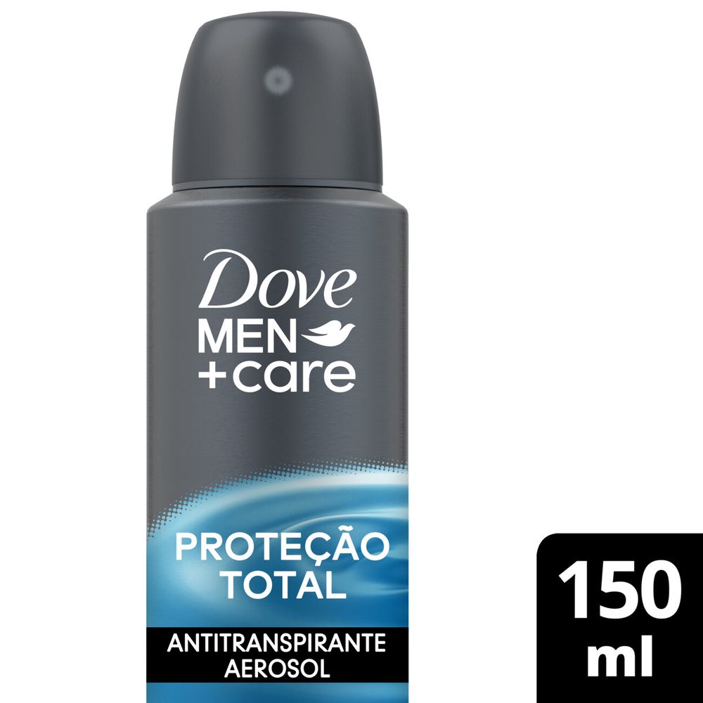 Frontal do desodorante aerosol Dove Men+Care Proteção Total 150ml