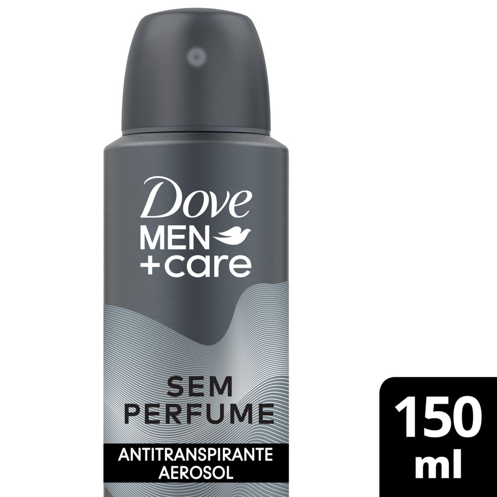 Frontal do desodorante aerosol Dove Men+Care Sem Perfume 150ml