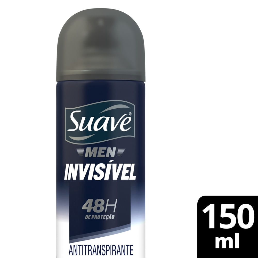 Desodorante Suave Men Invisible 150ml - embalagem azul escuro, proteção 48h