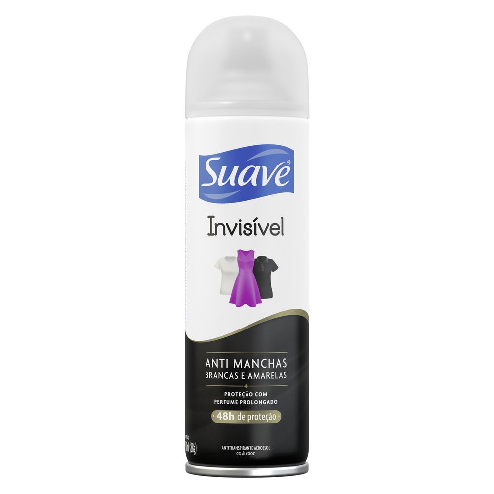 Desodorante Suave Invisible Feminino 150ml mostrando proteção contra manchas em roupas