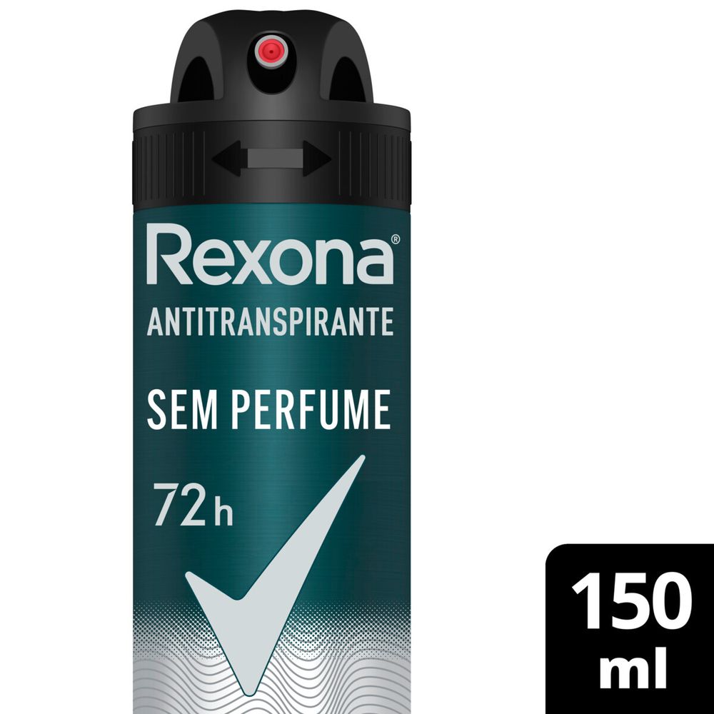 Detalhe da embalagem Rexona Sem Perfume com selo 72h e embalagem reciclável