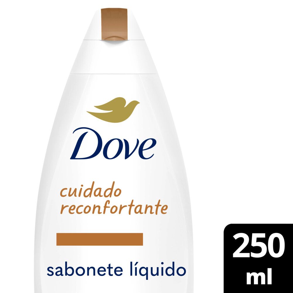 Frente do sabonete líquido Dove Delicious Care Karité e Baunilha 250ml