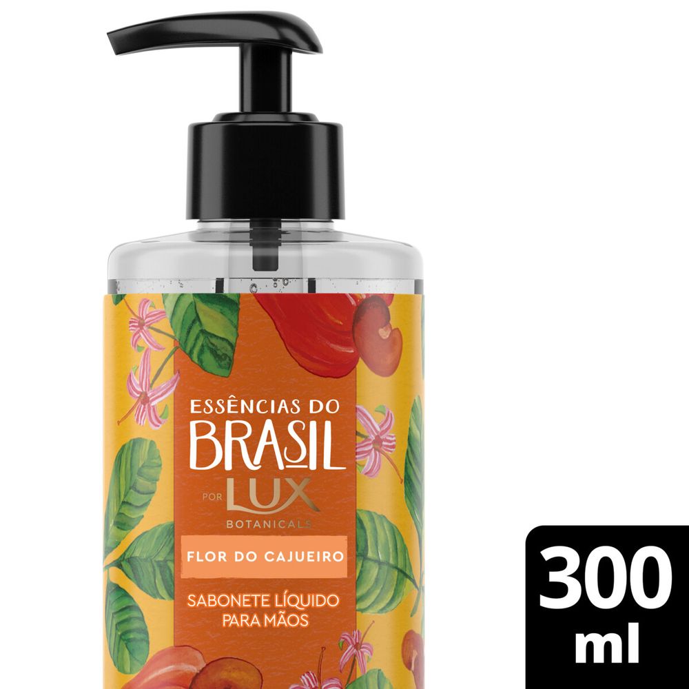 Sabonete Líquido Lux Flor do Cajueiro 300ml - frasco transparente com pump