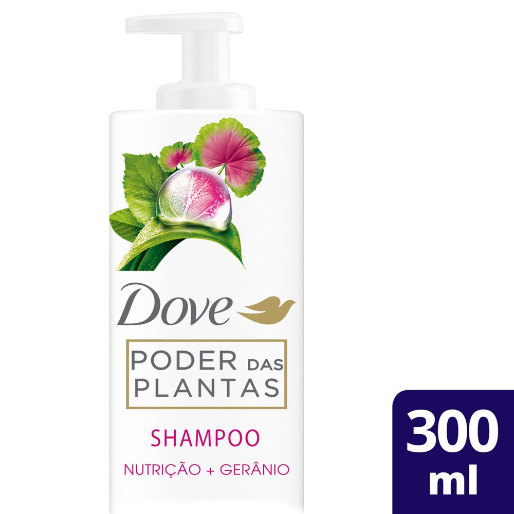 Frontal do frasco com destaque para flor de gerânio e folhas verdes
