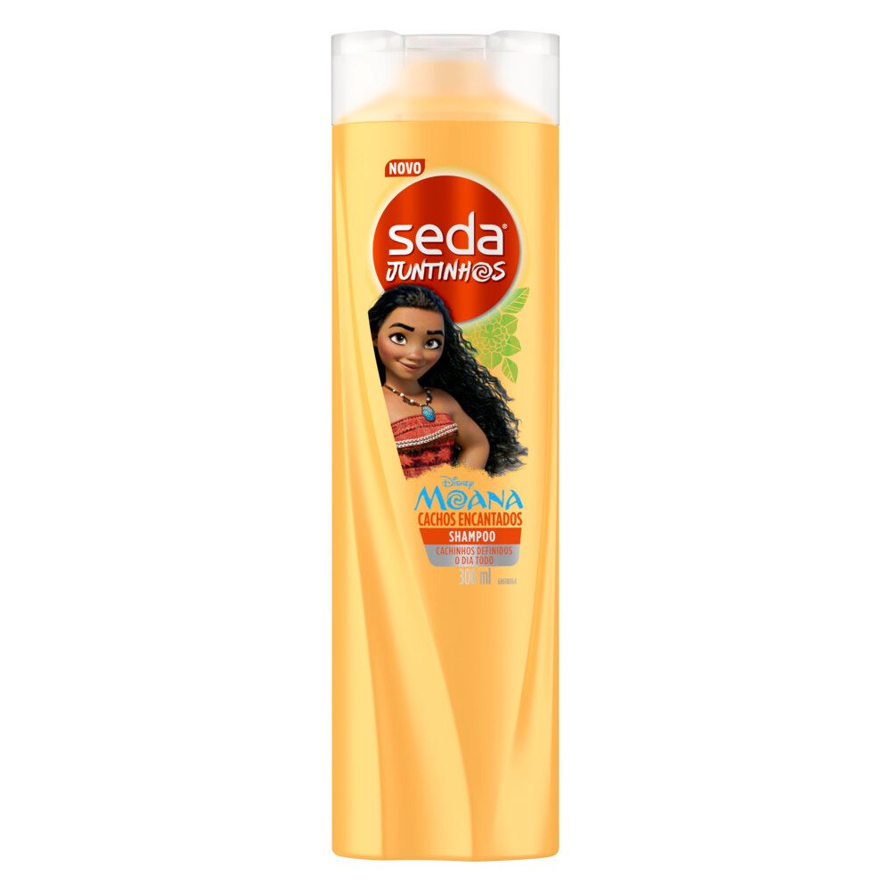 Frontal do frasco do Shampoo Infantil Seda Juntinhos Moana Cachos Encantados 300ml