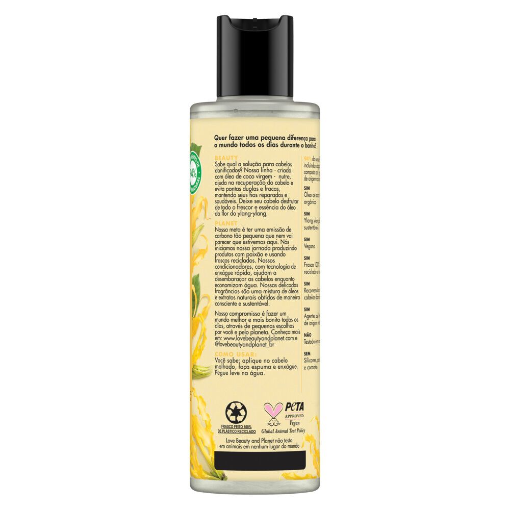 Frasco do Shampoo Love Beauty and Planet Reparação Intensa 300 ml visto de frente
