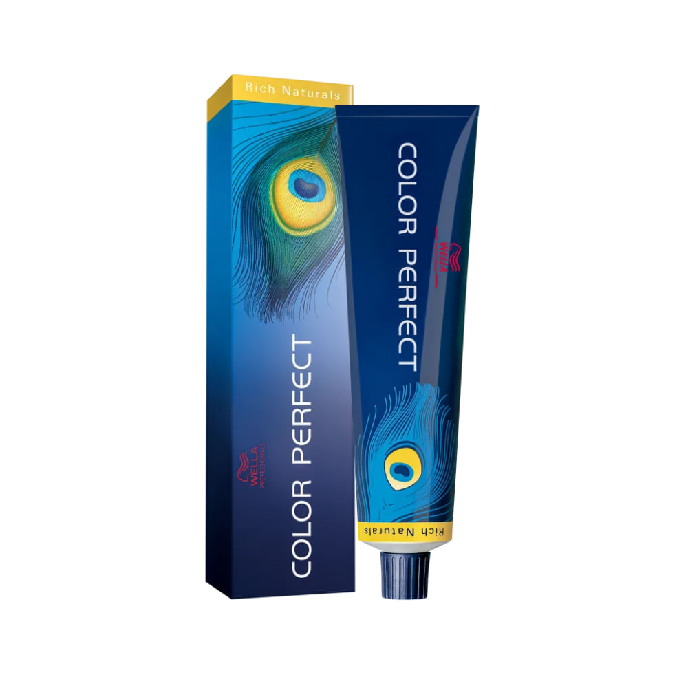 Tubo e embalagem da coloração Wella Color Perfect 6/1 em fundo preto