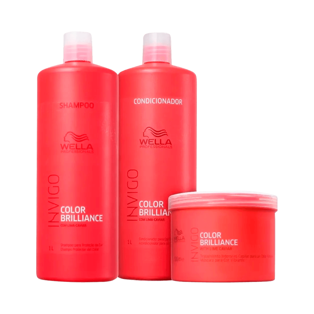 Kit Wella Professionals Invigo Brilliance: shampoo 1000ml, condicionador 1000ml e máscara 500ml