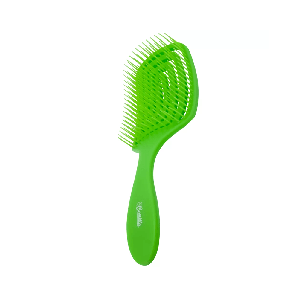 Escova Bonitta Raquete Flex Grande vista de lado mostrando cerdas flexíveis