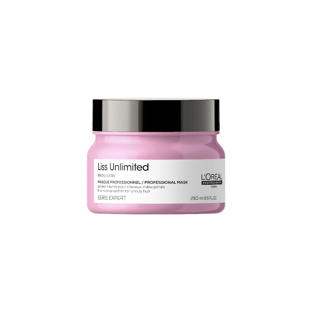 Máscara Capilar L'Oréal Professionnel Serie Expert Liss Unlimited 250g - embalagem rosa claro