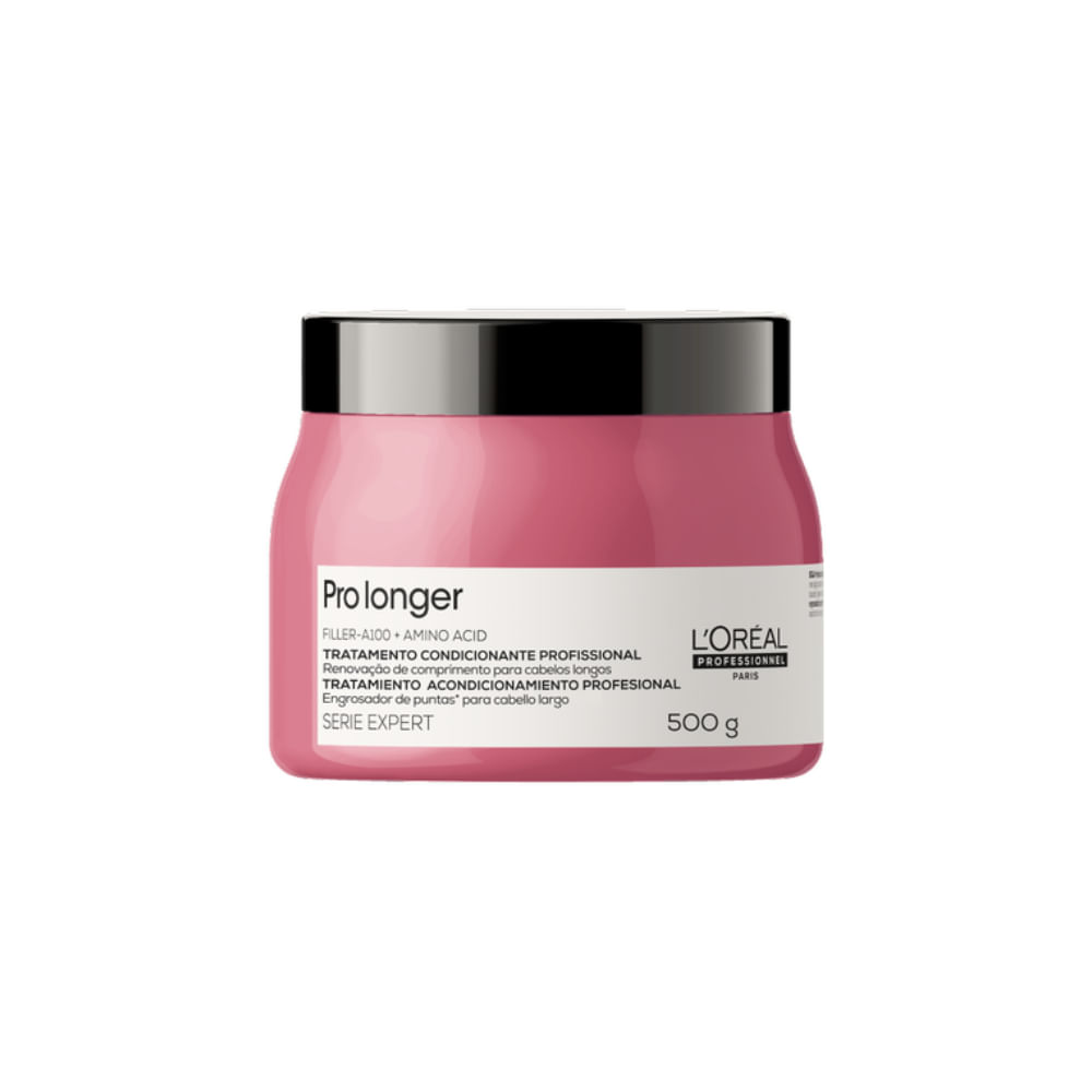 Frasco rosa da Máscara Pro Longer 500g - detalhe do rótulo