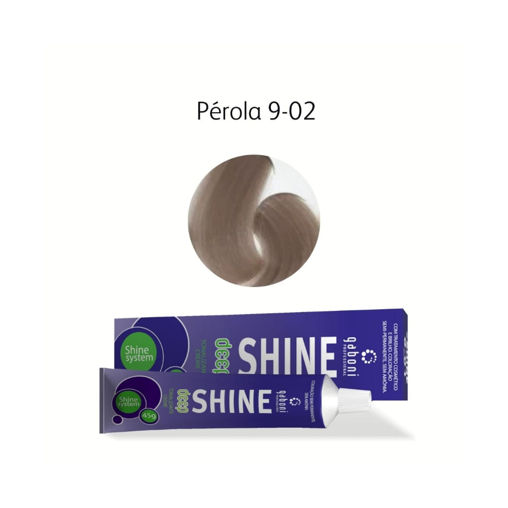 Tonalizante Gaboni Deep Shine 9-02 Pérola 45g - embalagem roxa com destaque Shine System