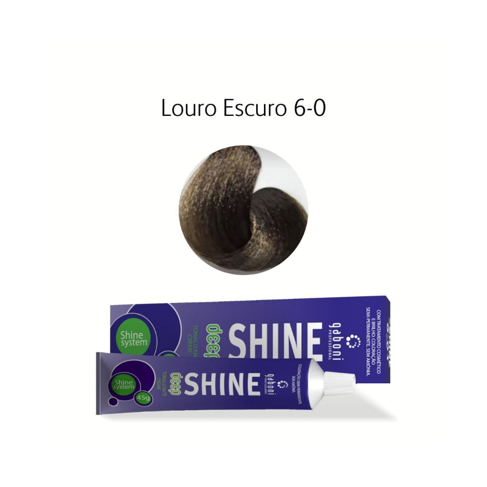 Tonalizante Gaboni Deep Shine 6-0 Louro Escuro 45g - embalagem roxa com tubo e caixa