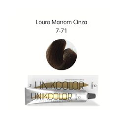 Coloracao-Unikcolor-7.71-Louro-Marrom-Acizentado-Gaboni-Professional-50g