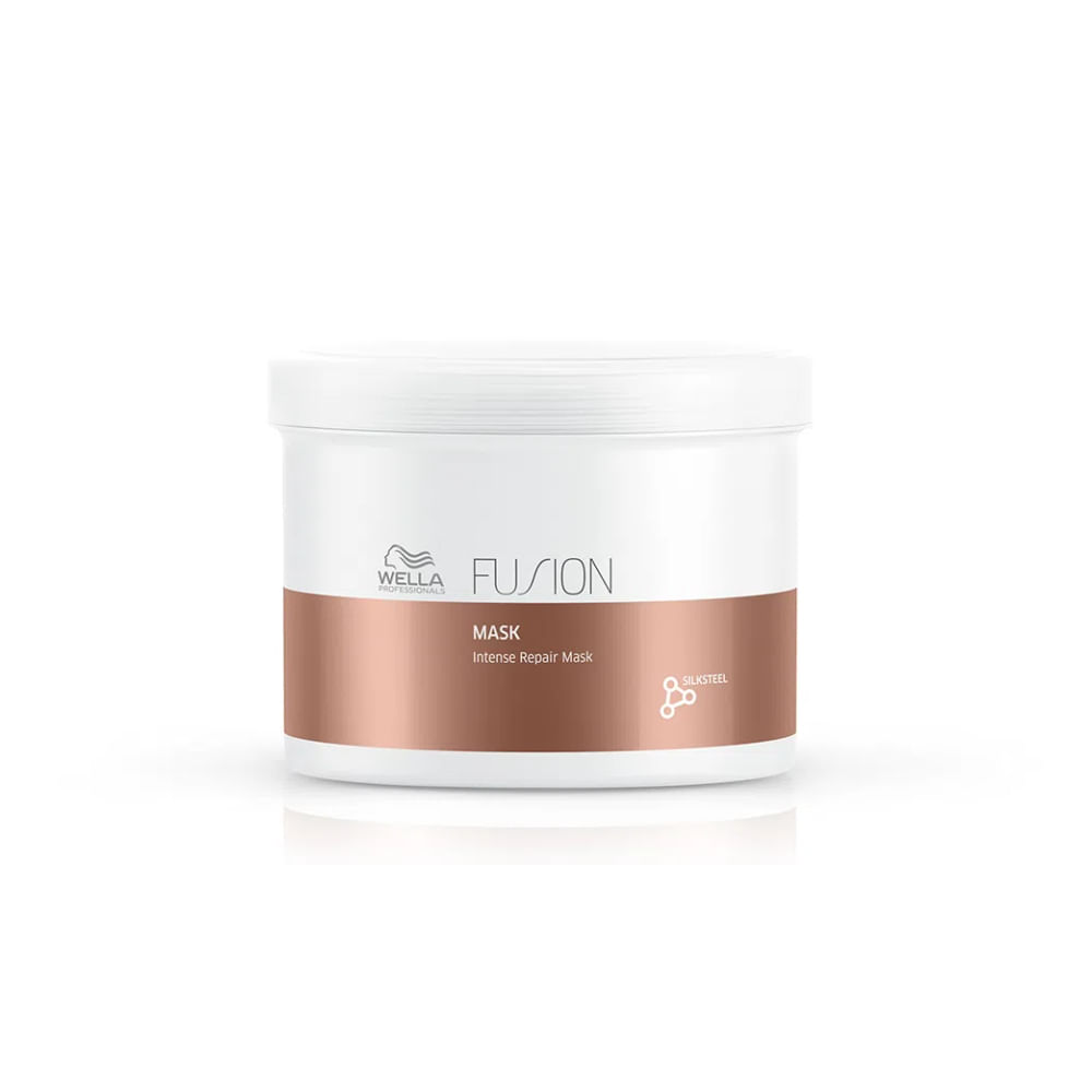 Máscara Capilar Wella Professionals Fusion 500ml - pote branco com rótulo cobre metálico