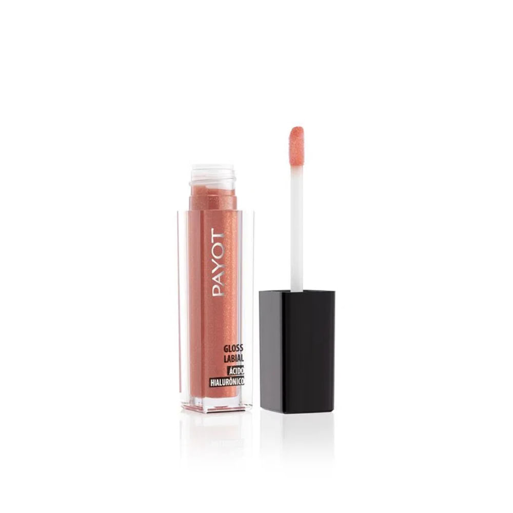 Gloss Payot Ibiza aberto mostrando aplicador esponja e textura coral brilhante