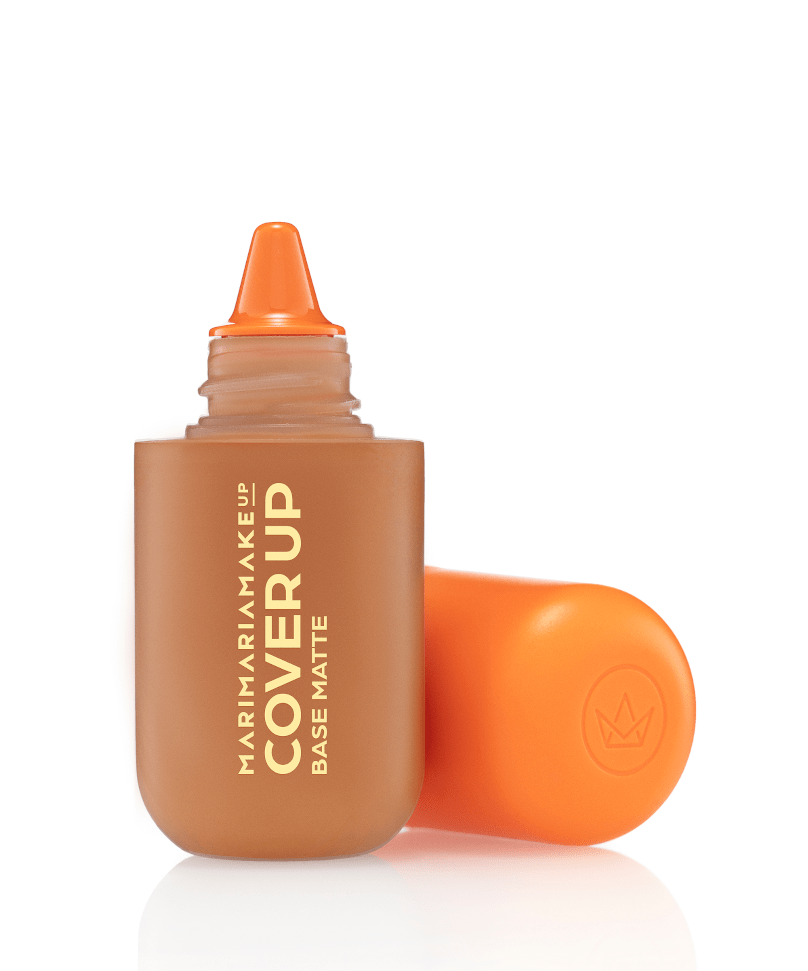 Frasco aberto da Base Cover Up Matte 17 mostrando bico aplicador e textura