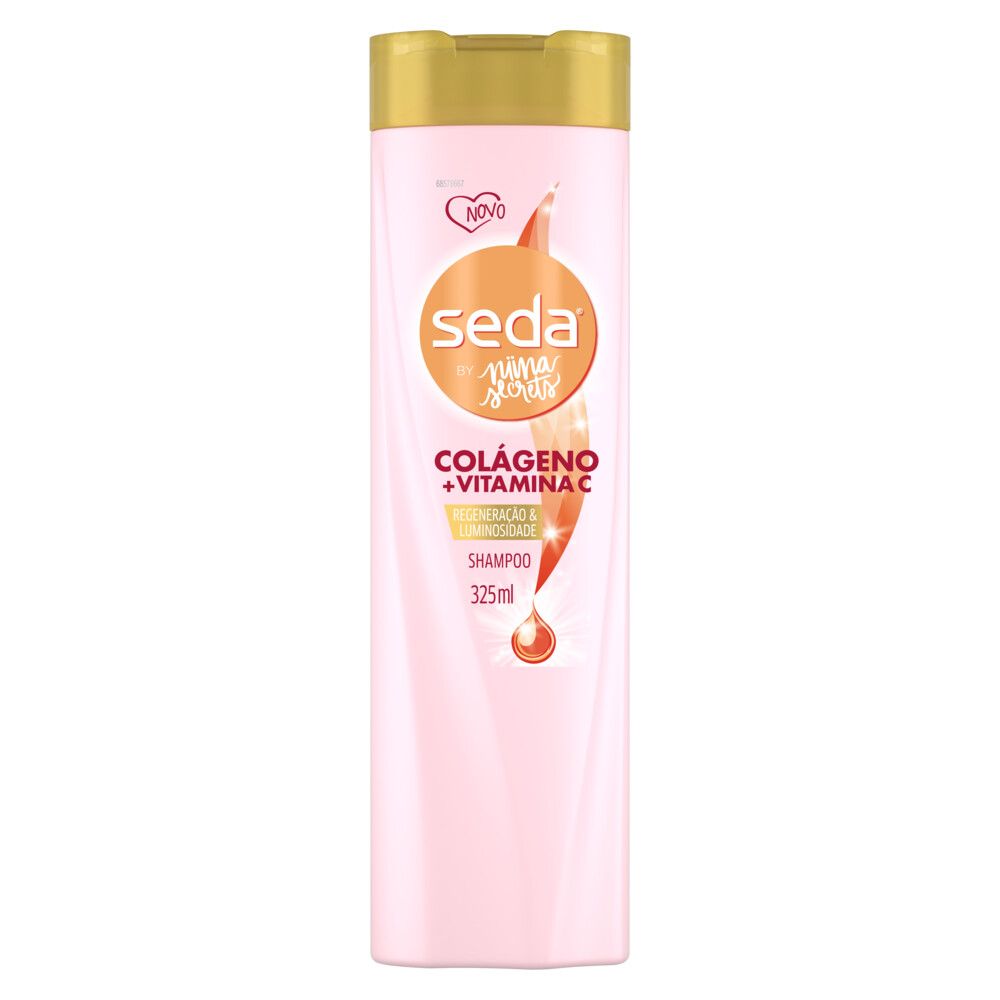 Frontal do frasco do Shampoo Seda By Niina Secrets Colágeno + Vitamina C 325ml