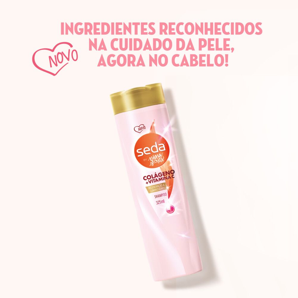 Imagem promocional do shampoo Seda By Niina Secrets Colágeno + Vitamina C 325ml