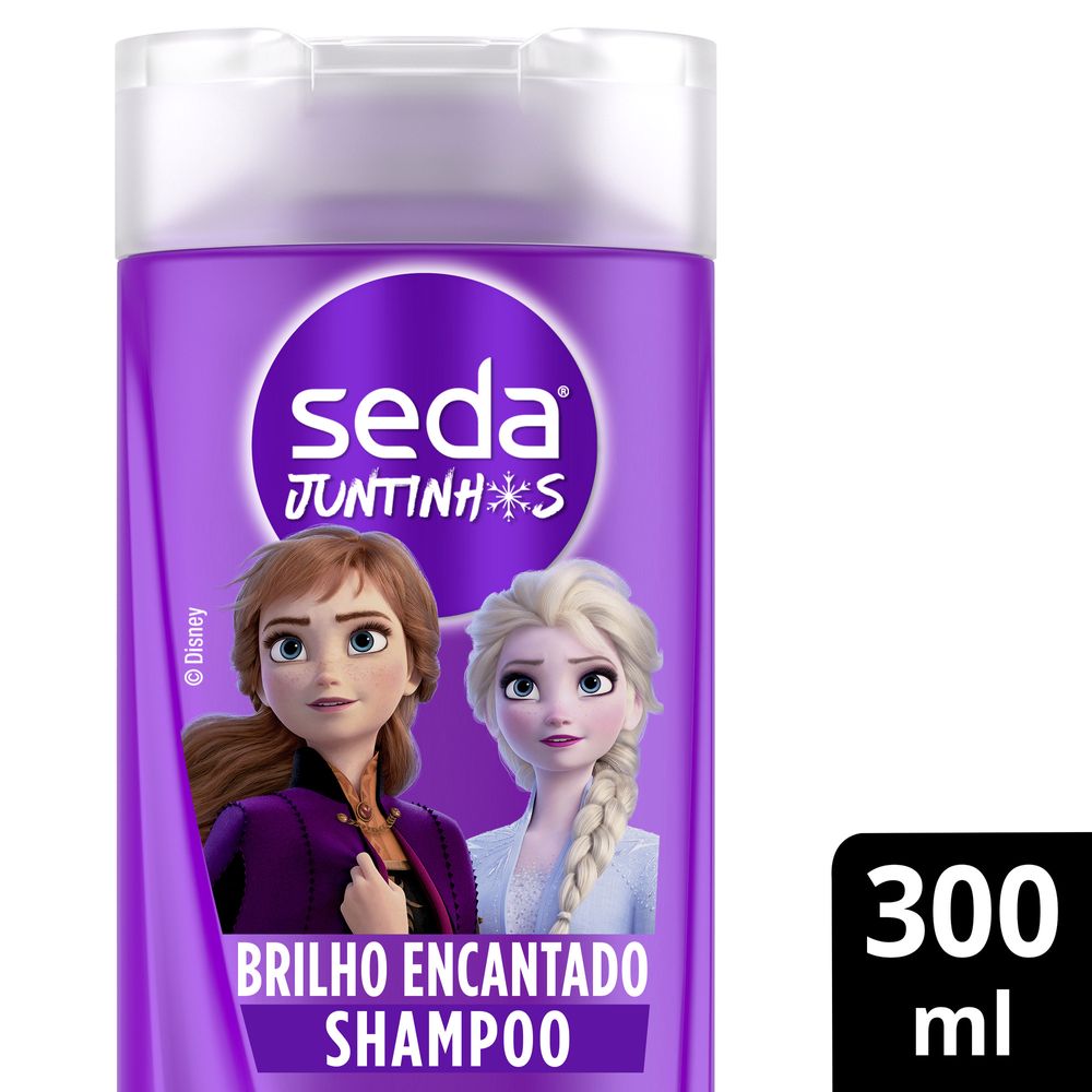 Rótulo ampliado do Shampoo Seda Juntinhos Frozen Brilho Encantado