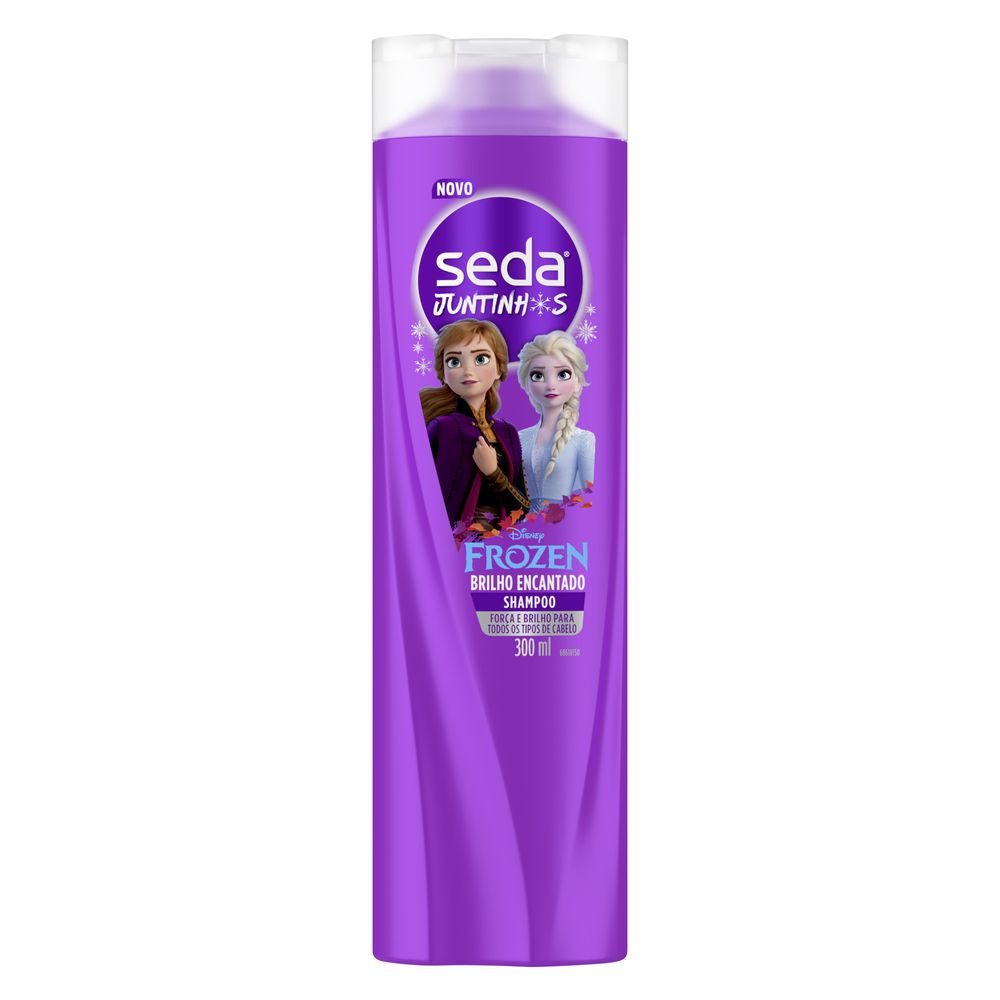 Frontal do frasco Shampoo Infantil Seda Juntinhos Frozen Brilho Encantado 300 ml
