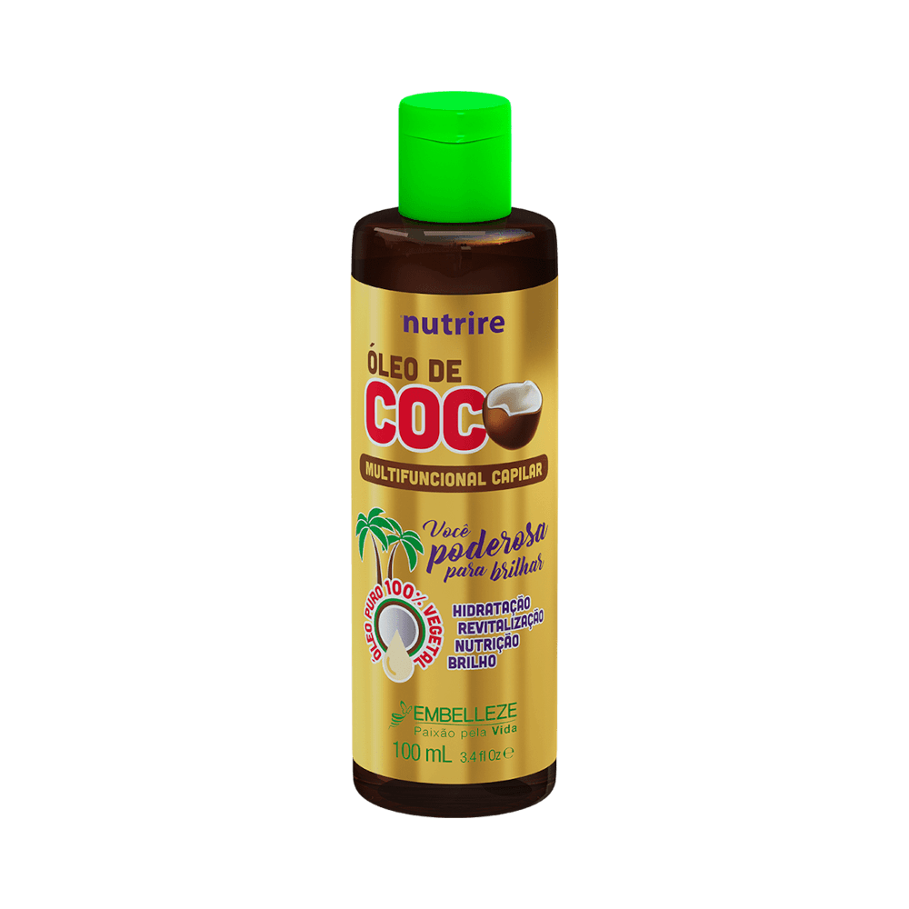Frontal do frasco do óleo capilar Novex Nutrire Óleo de Coco 100ml