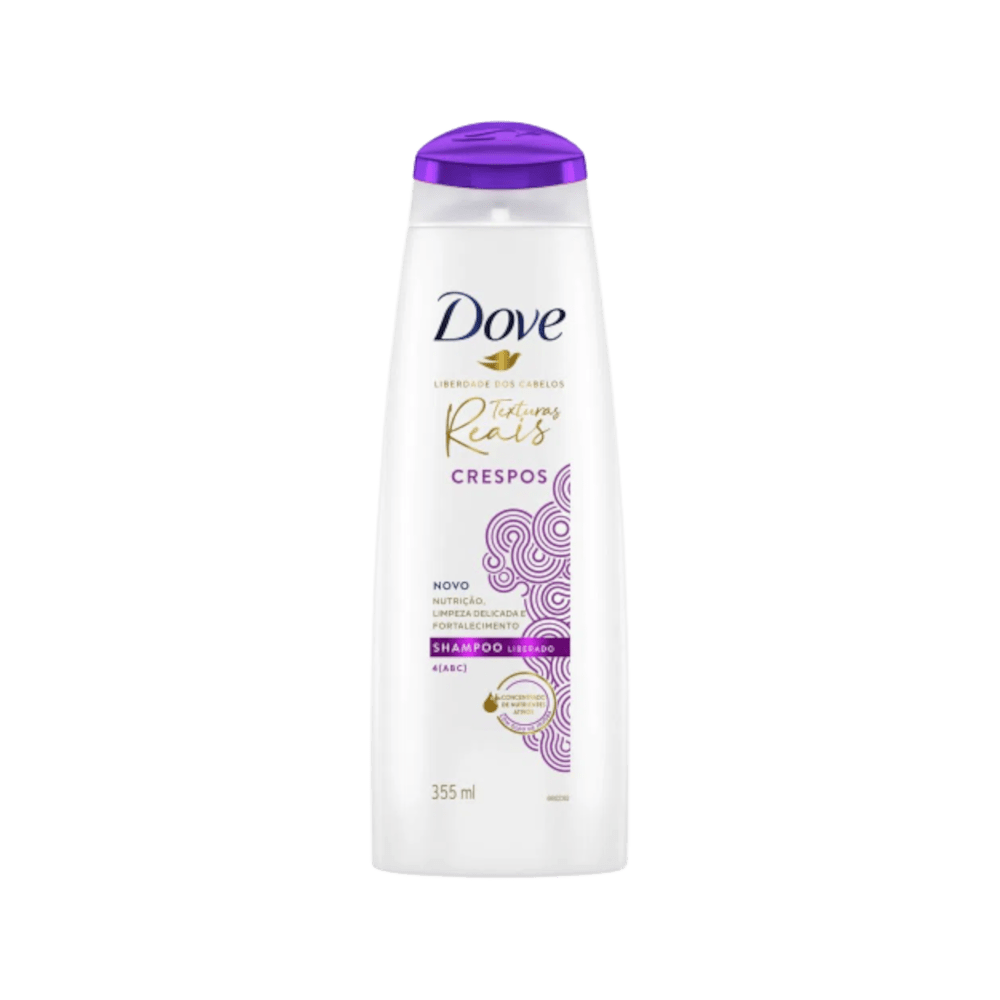 Shampoo Dove Texturas Reais Crespos 355ml com tampa roxa