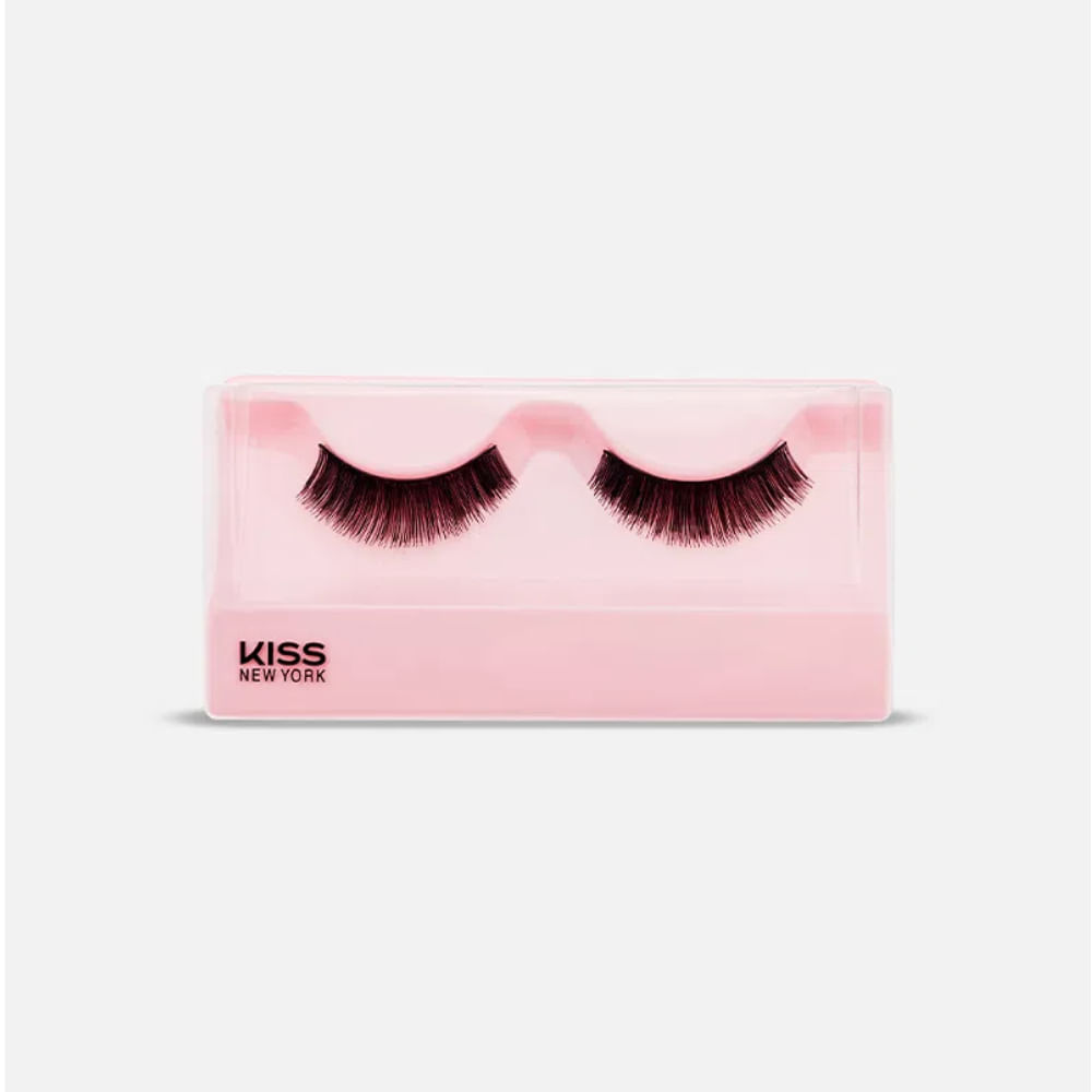 Par de cílios Kiss New York Juicy Volume 01 em embalagem transparente