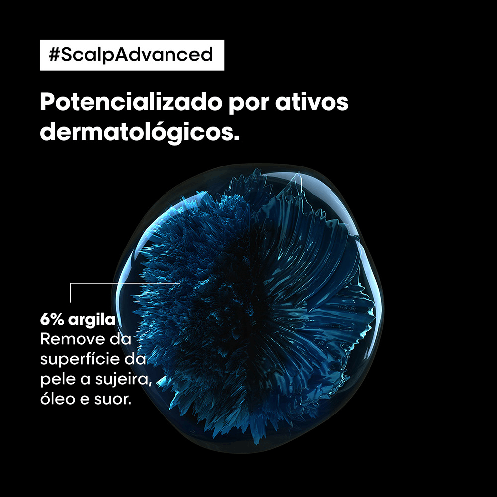 Fórmula com 6% de argila destacando ação purificante