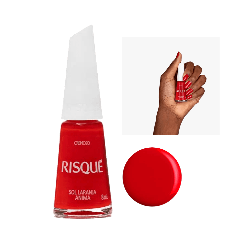 Esmalte Risqué Coloridos Sol Laranja Anima 8ml - frasco com tampa branca