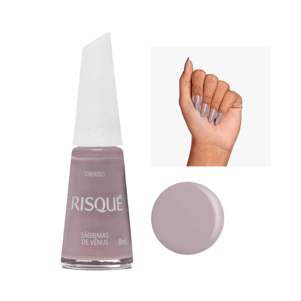 Esmalte Risqué Nude Cremoso Lágrimas de Vênus 8ml - frasco com tampa branca