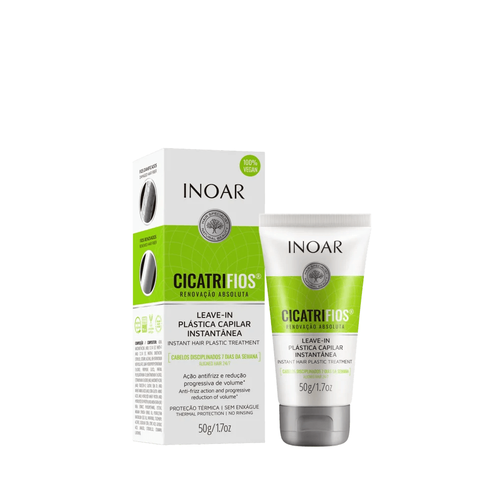 Embalagem do Leave-in Inoar Cicatrifios 50ml com caixa