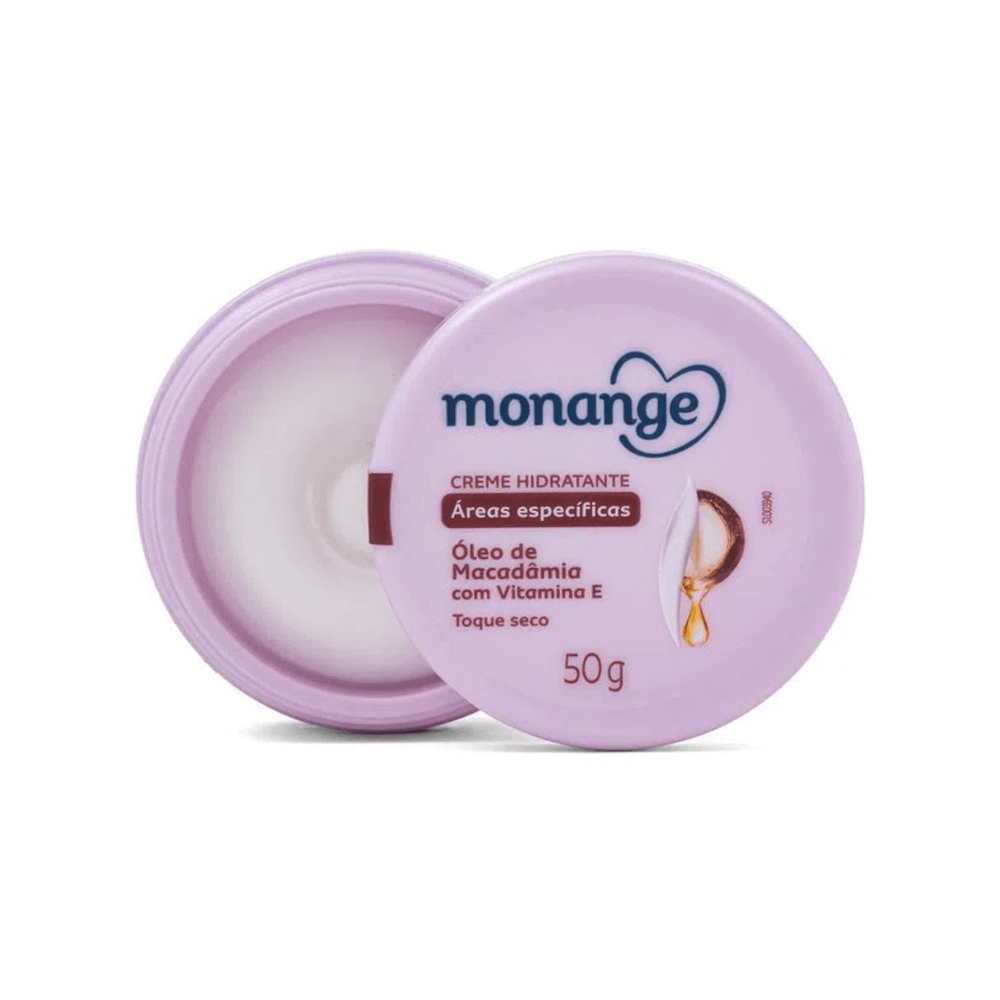 Creme Monange aberto mostrando textura cremosa e absorção rápida