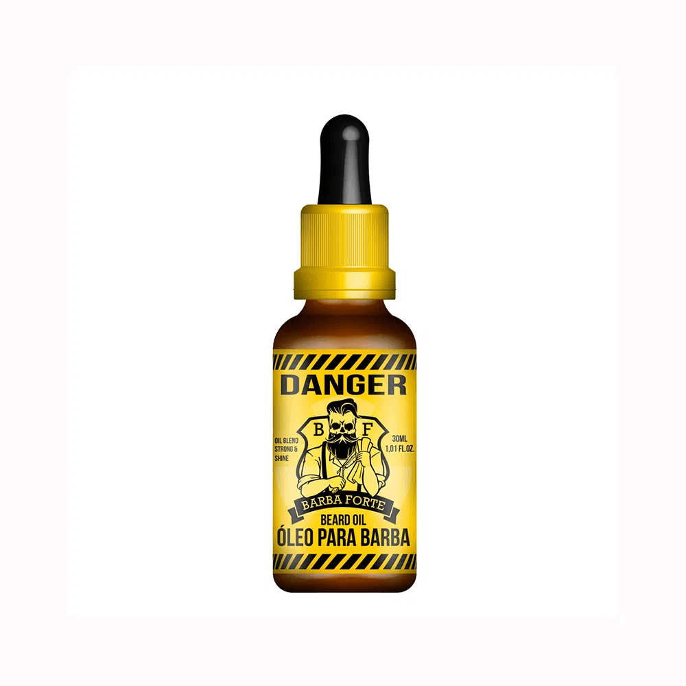 Óleo para barba Barba Forte Danger 30ml em frasco âmbar com conta-gotas
