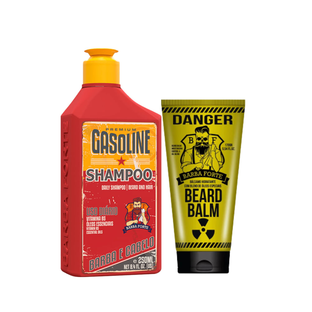 Kit Barba Forte com shampoo Gasoline 250ml e bálsamo Danger 170g