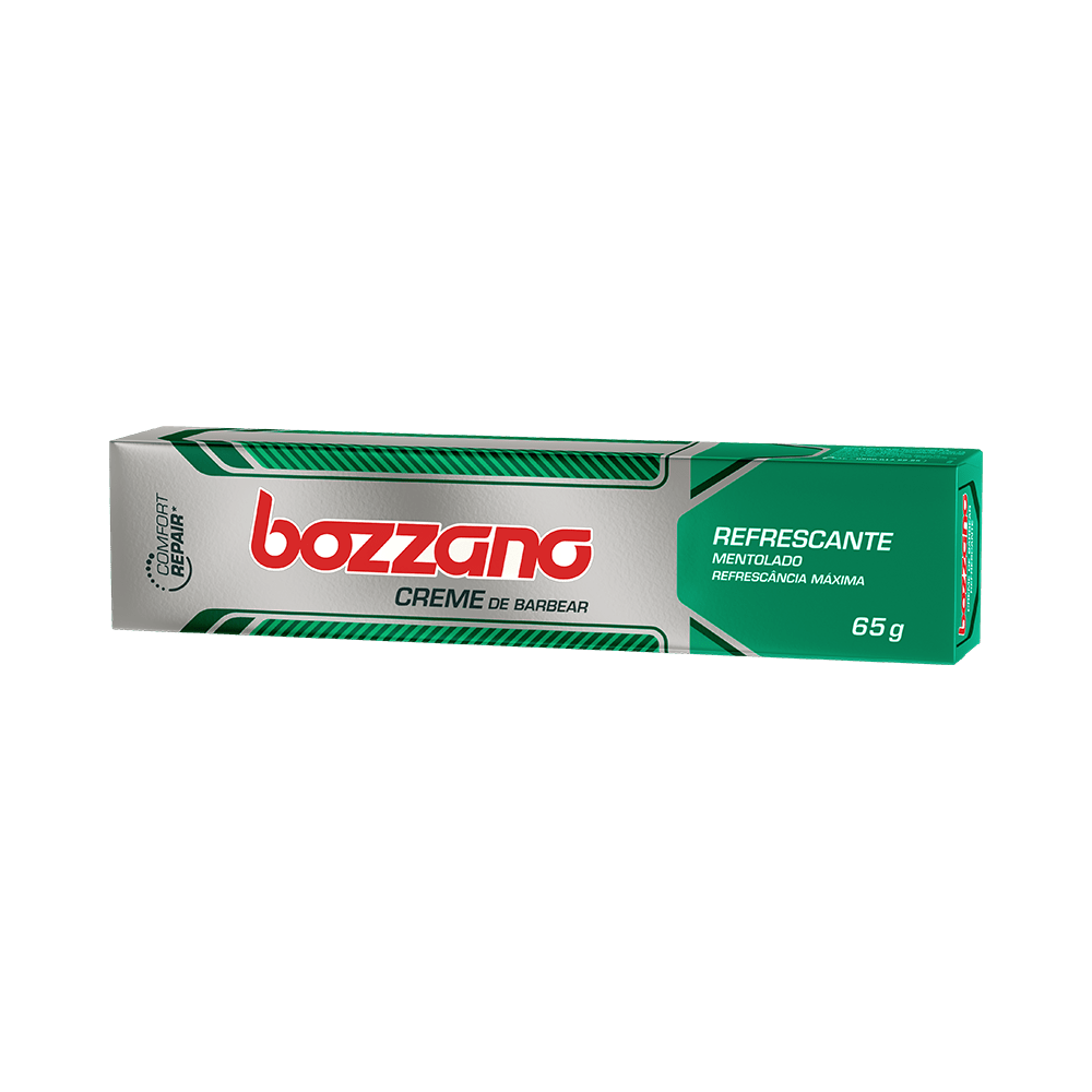 Creme de barbear Bozzano Mentolado embalagem verde e prata