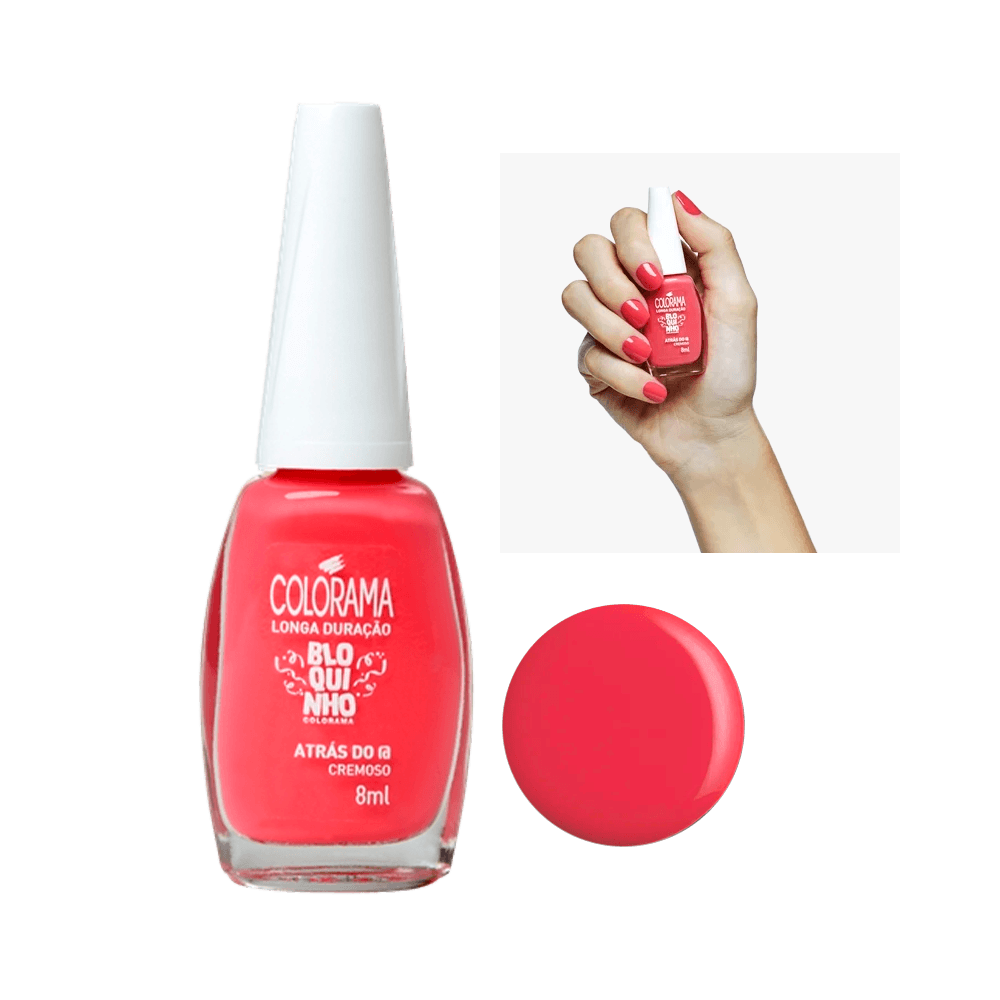 Esmalte Colorama Bloquinho Atrás do @ - frasco e unha pintada