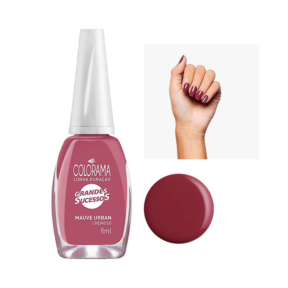 Frasco do Esmalte Colorama Mauve Urban 8ml, tom rosa envelhecido, acabamento cremoso