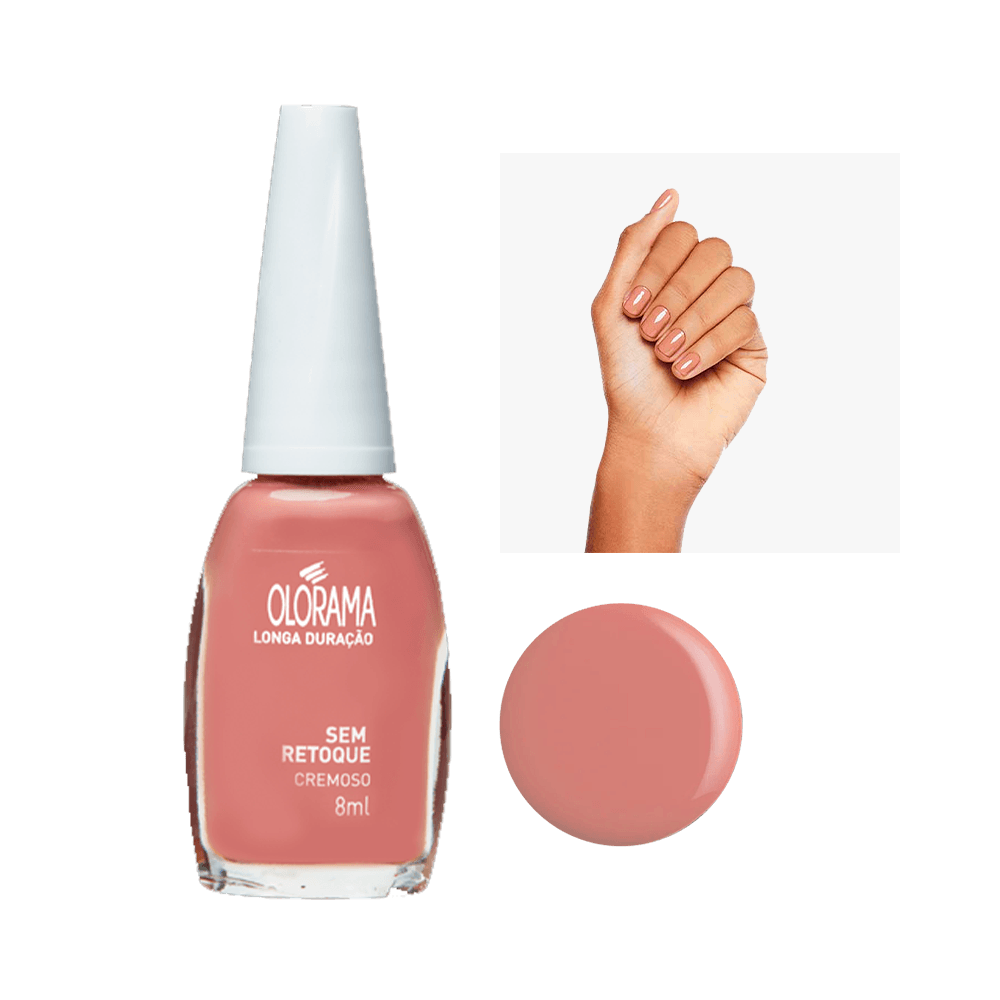 Esmalte Colorama Nudes Reais Sem Retoque 8ml - tom nude marrom rosado com amostra em unhas
