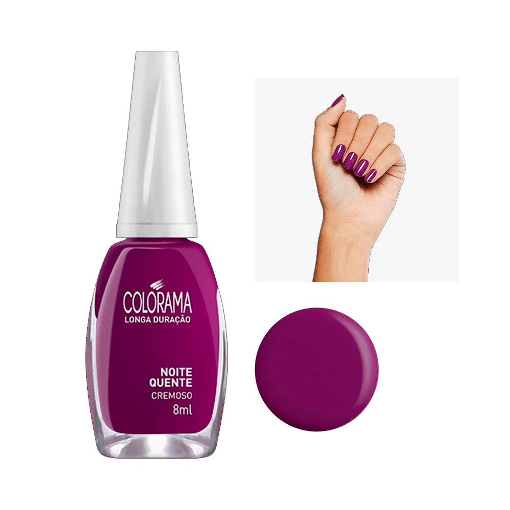 Esmalte Colorama Noite Quente frasco e amostra da cor