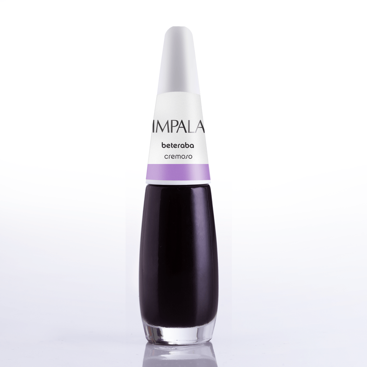 Frasco de esmalte Impala cor beterraba mostrando o produto