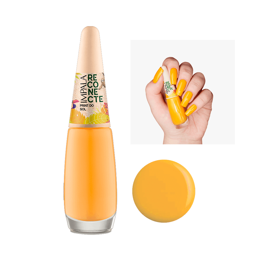 Esmalte Impala Reconecte Print do Sol - vidro transparente com esmalte laranja vibrante