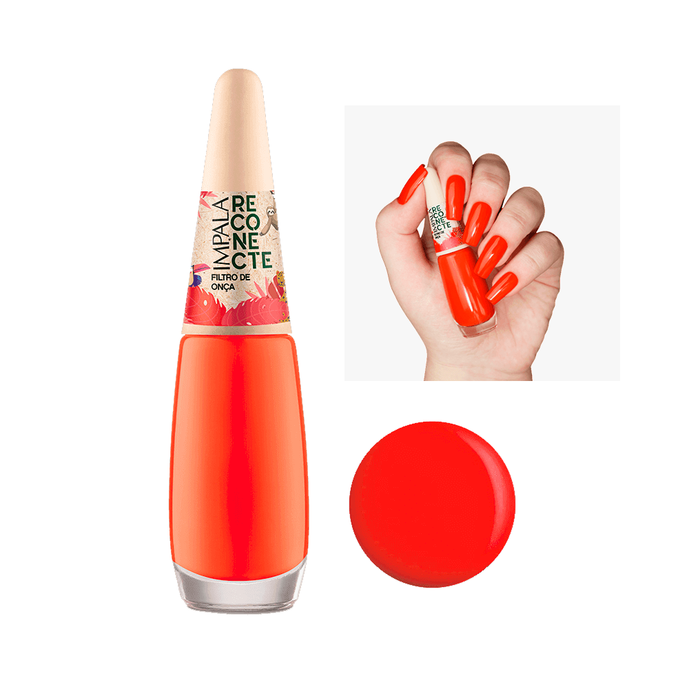 Esmalte Impala Reconecte Filtro de Onça frasco com acabamento cremoso e cor intensa