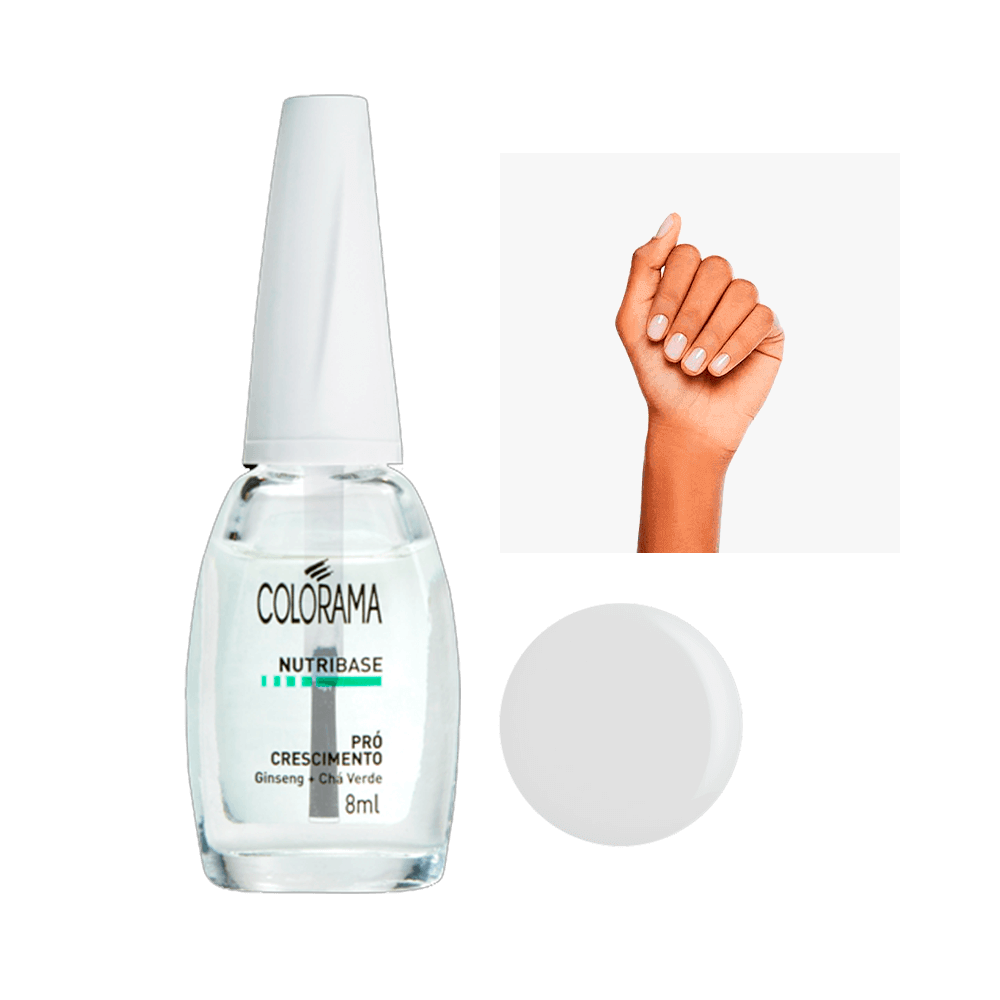 Frasco transparente do Esmalte Colorama Nutribase Pro Crescimento 8ml