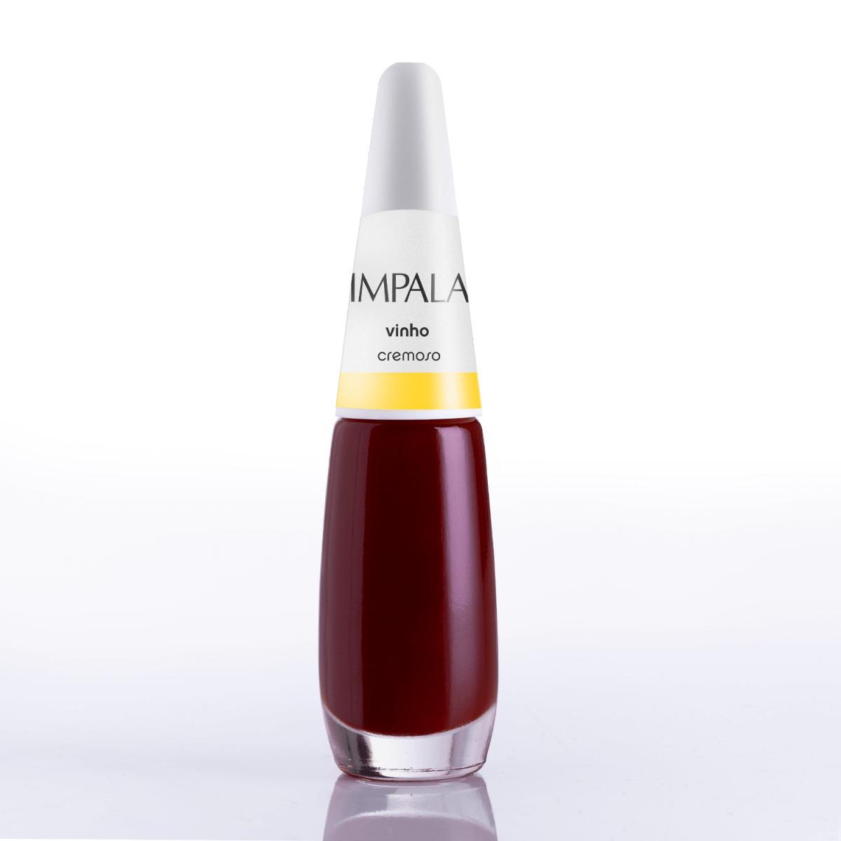 Frasco de esmalte Impala vinho com destaque na cor e textura cremosa