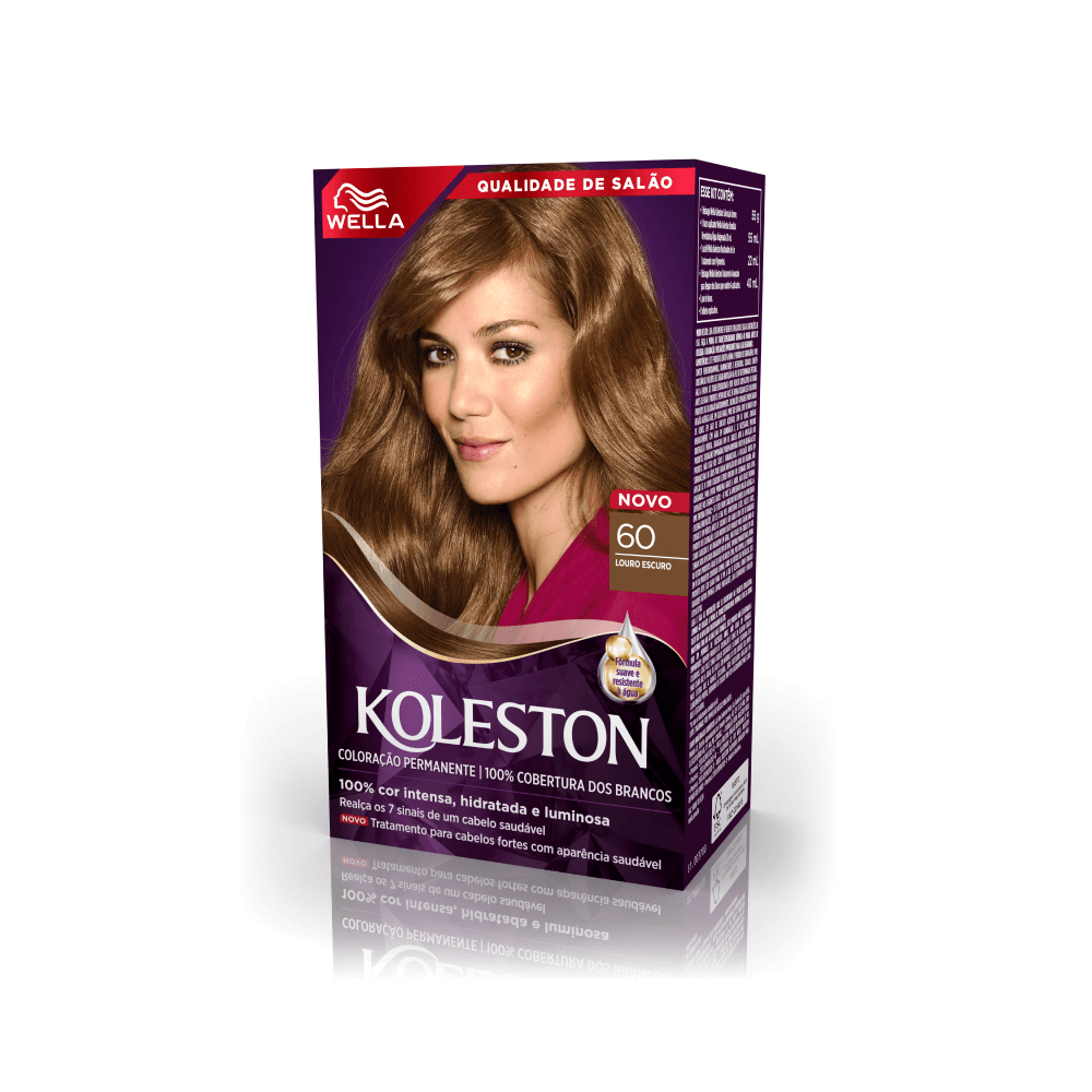 Folheto e conteúdo do kit Koleston Louro Escuro 60