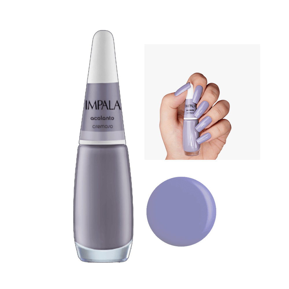 Esmalte Impala Acalanto - frasco e amostra da cor